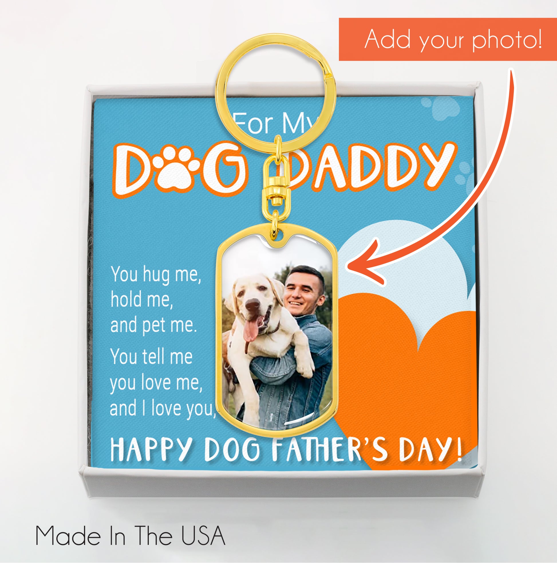 Customized Photo Dog Tag Keychain For my Dog Daddy. Perfect Gift for a dog dad!