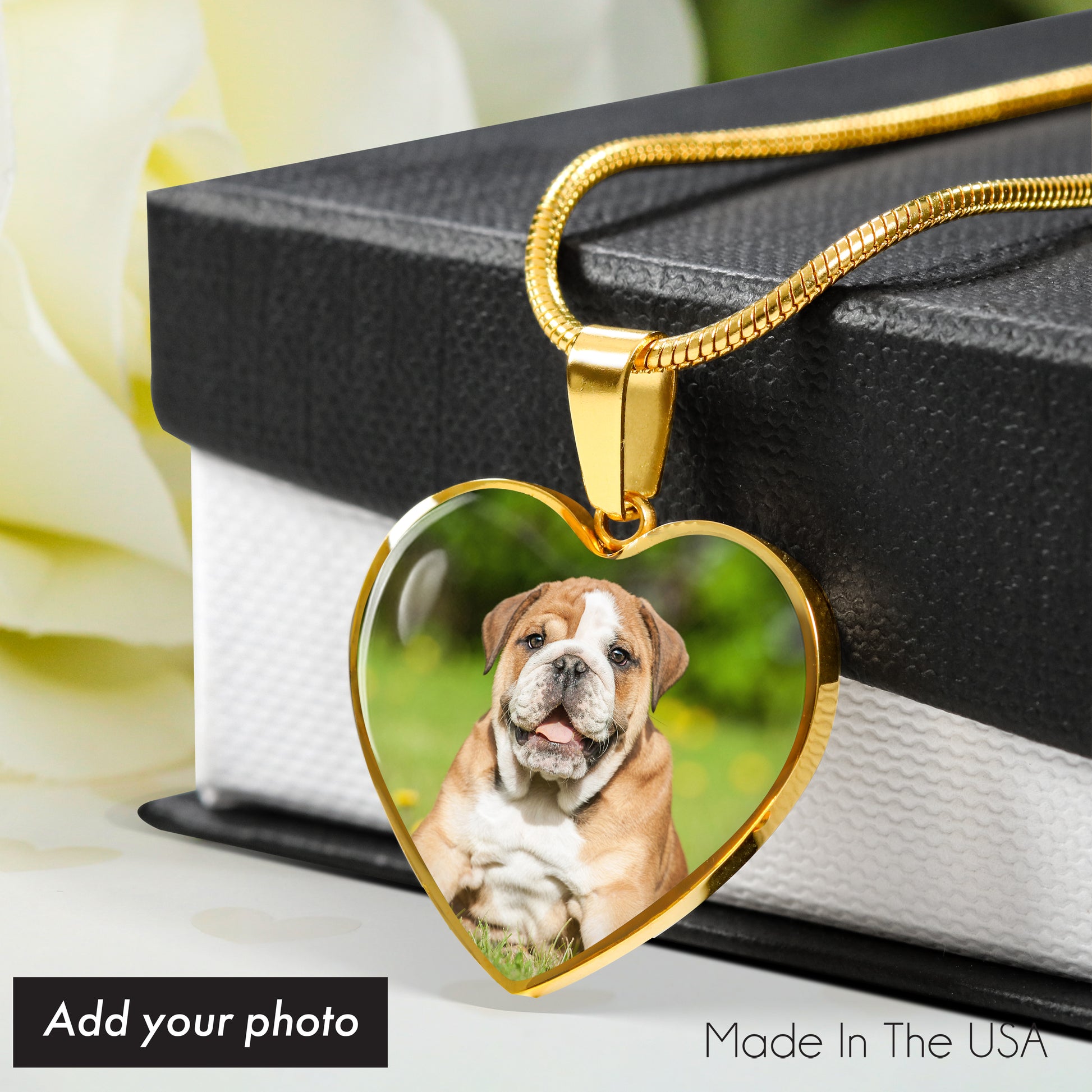 Custom Glass Coated Heart NecklacePersonalized message | Silver | Gold | Engraving | Remembrance Dog Gift