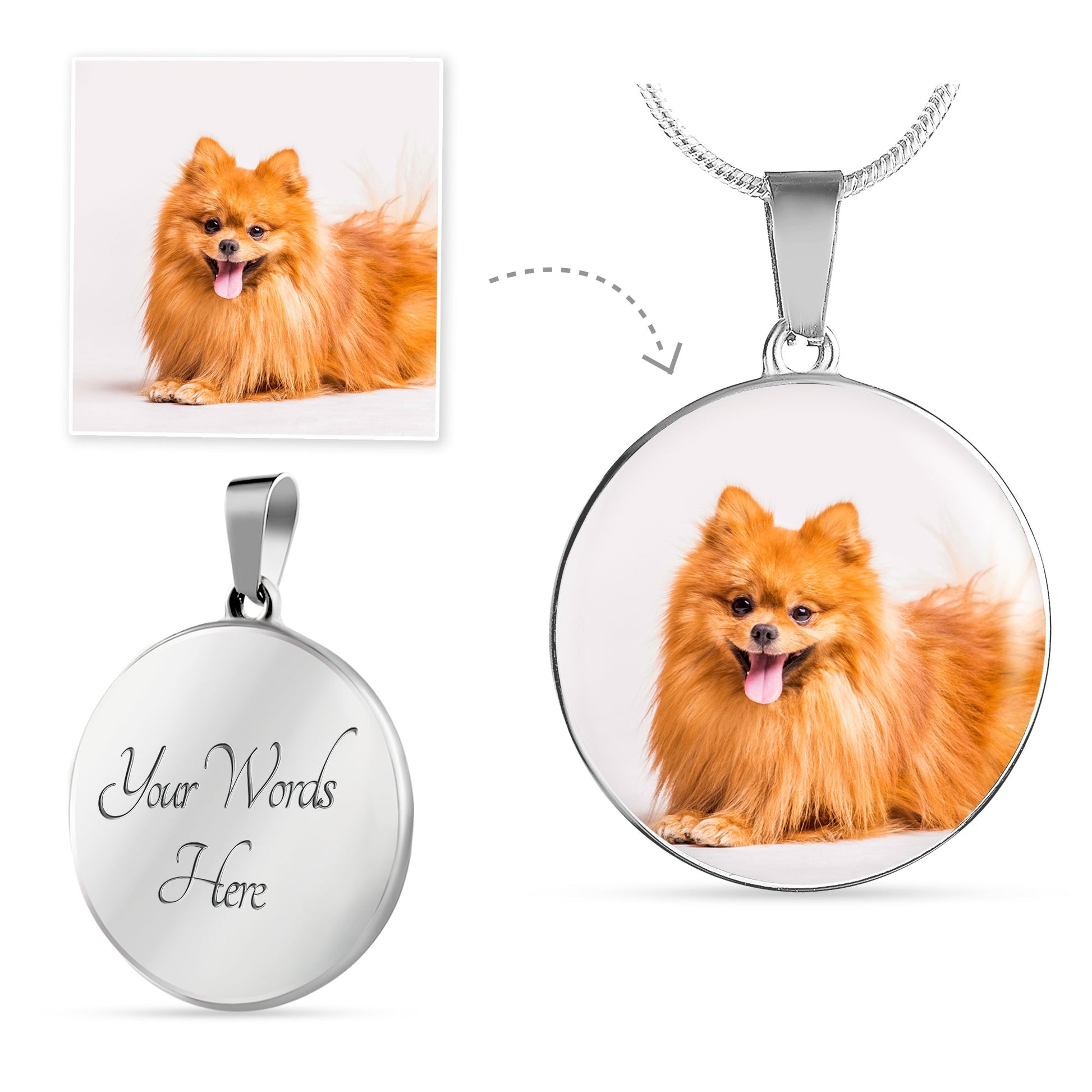 Custom Circle, Glass Coated Necklace with dog