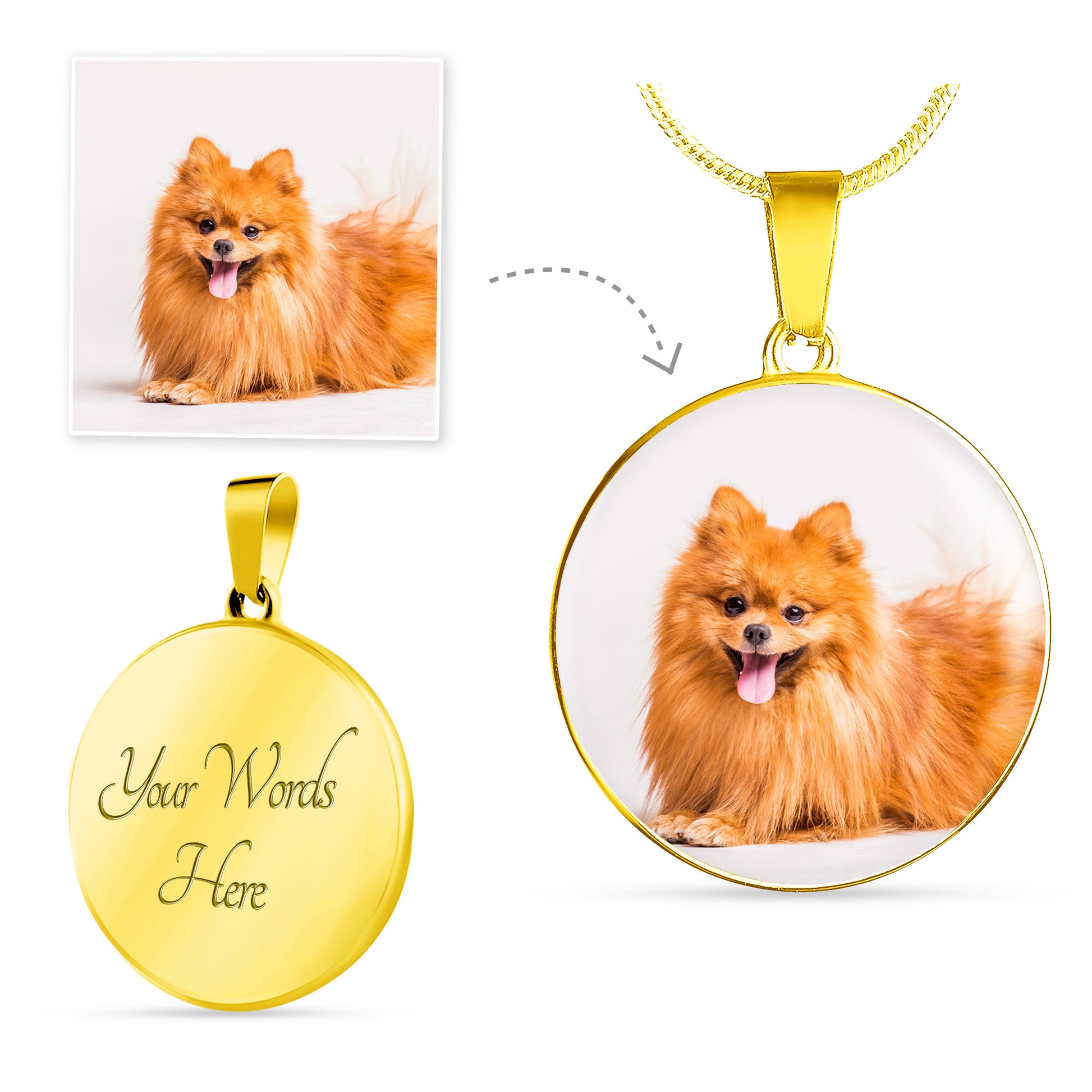 Custom Circle, Glass Coated Necklace with dog