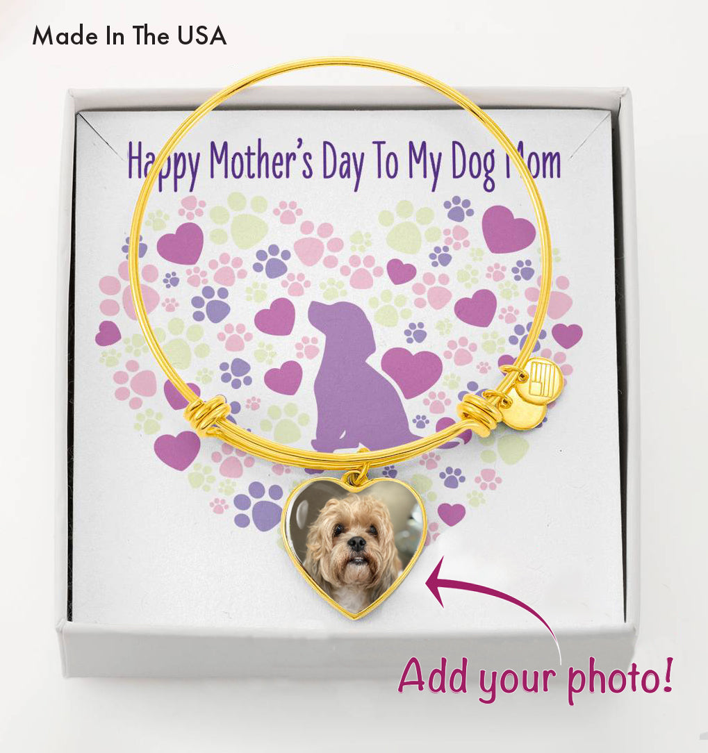 Customized Photo Heart Bracelet "Happy Mother's Day To My Dog Mom"