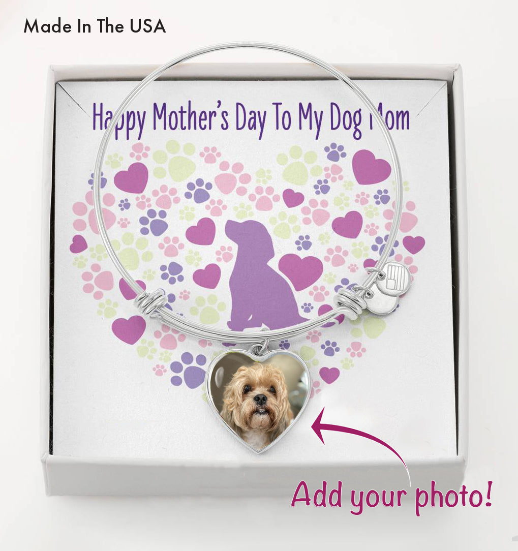 Customized Photo Heart Bracelet "Happy Mother's Day To My Dog Mom"