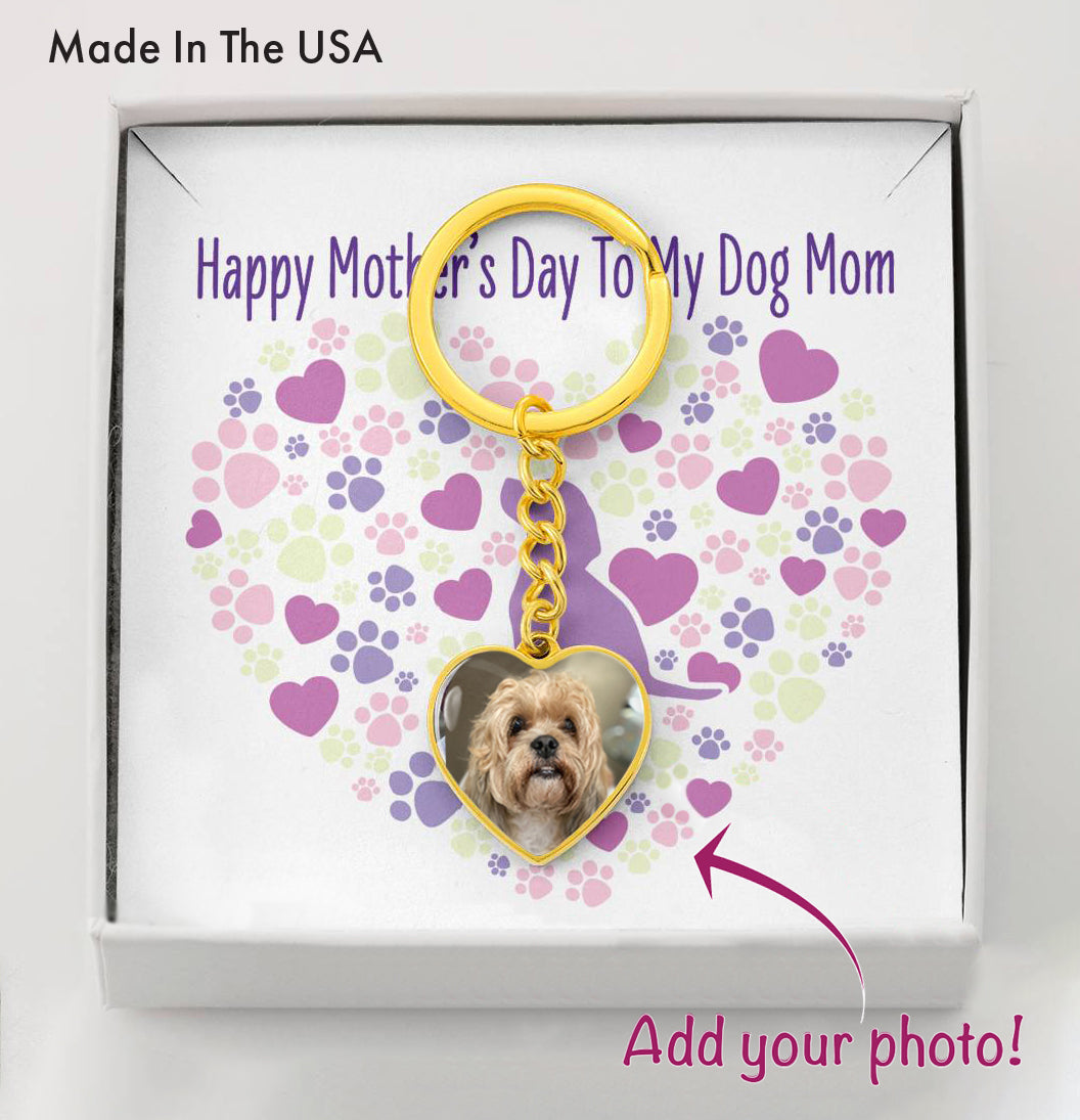 Customized Photo Heart Charm "Happy Mother's Day To My Dog Mom"