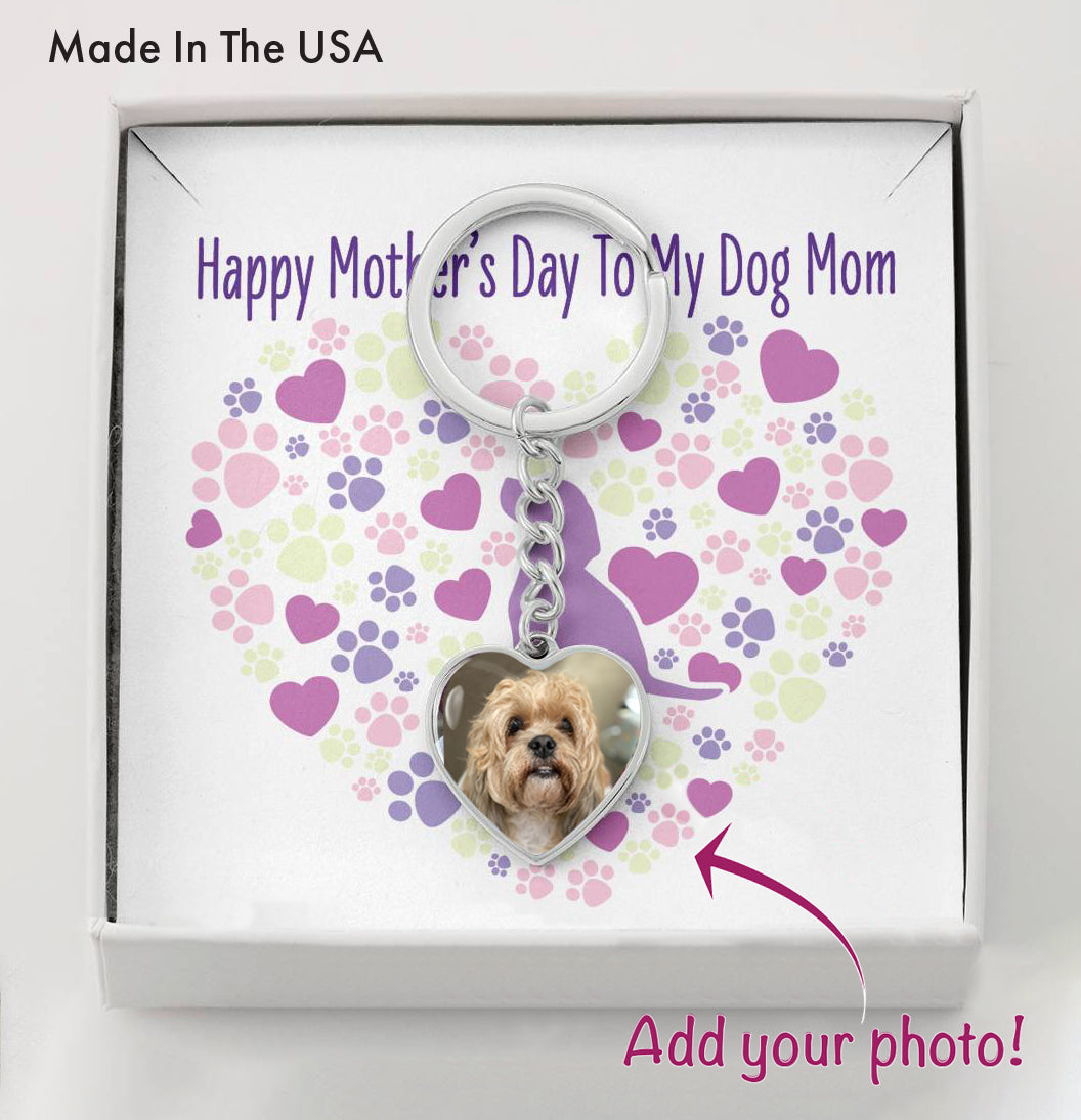 Customized Photo Heart Charm "Happy Mother's Day To My Dog Mom"