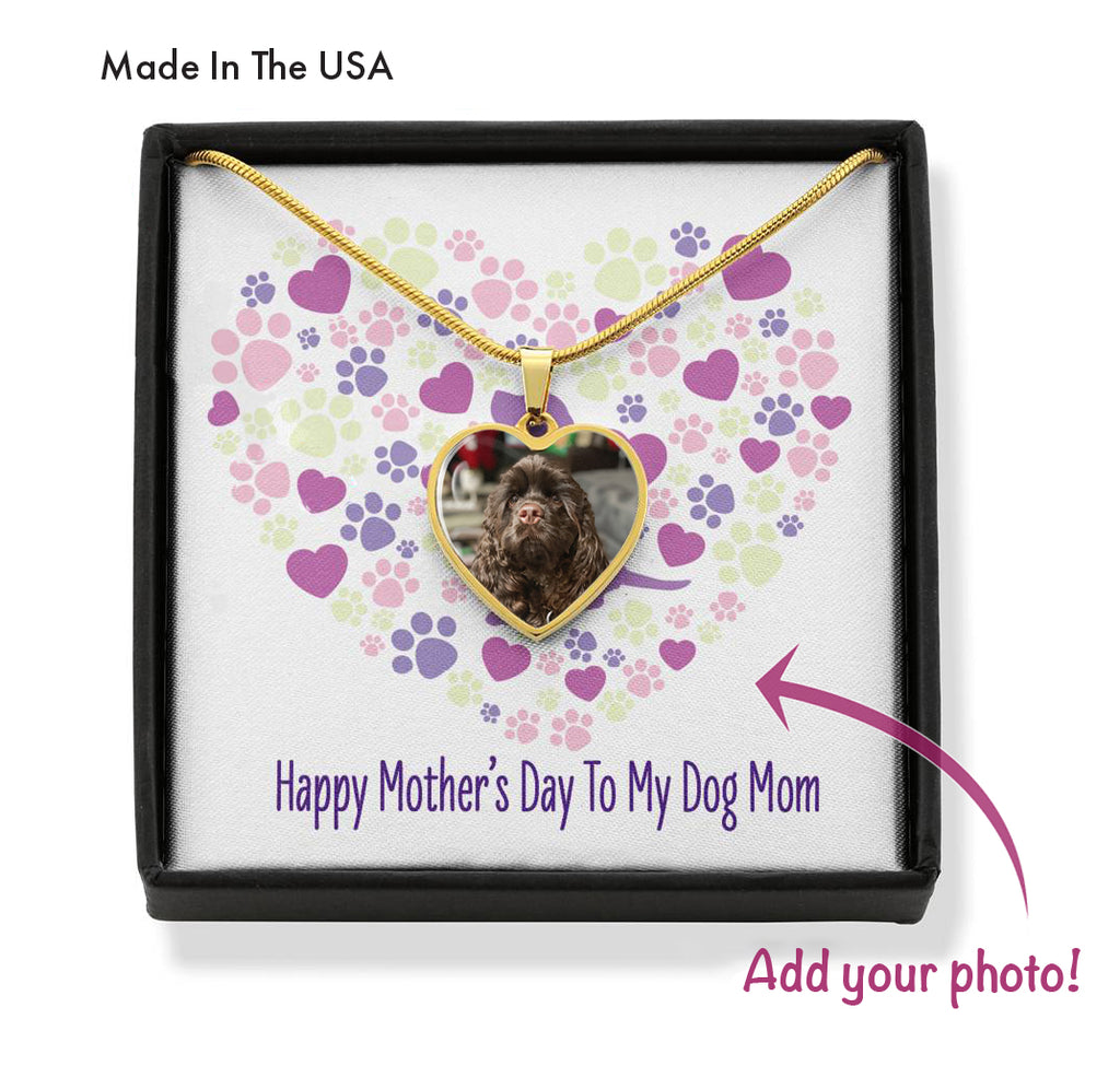 Customized Photo Heart Necklace " Happy Mother's Day To My Dog Mom"