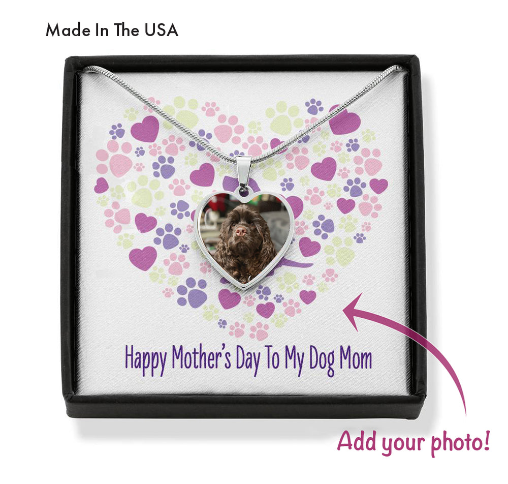 Customized Photo Heart Necklace " Happy Mother's Day To My Dog Mom"