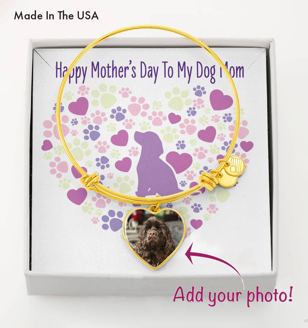 Customized Photo Heart Bracelet "Happy Mother's Day To My Dog Mom"