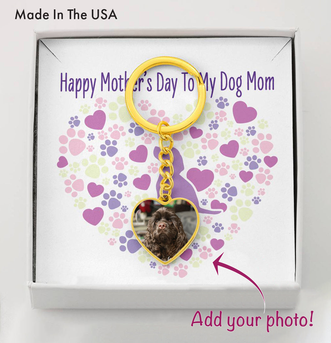 Customized Photo Heart Charm "Happy Mother's Day To My Dog Mom"