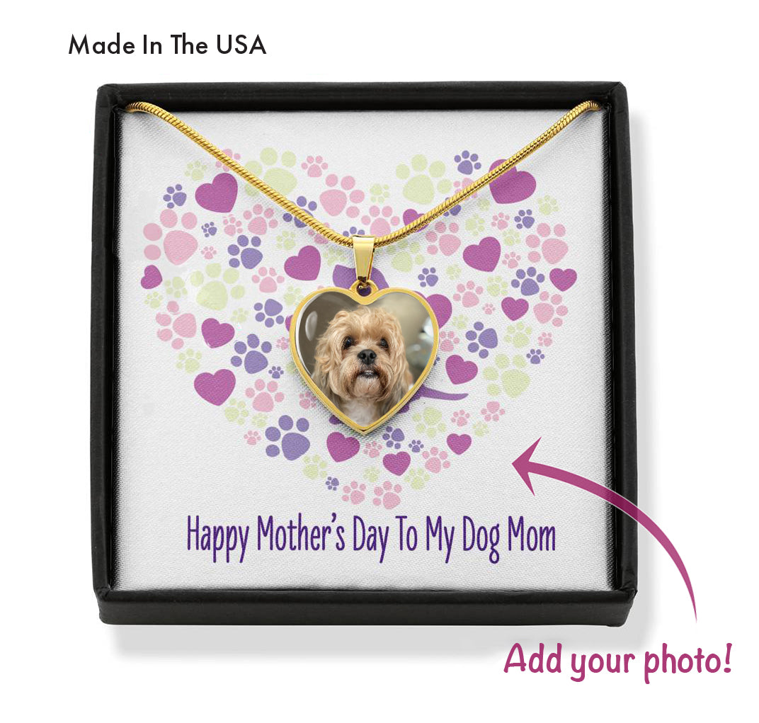 Customized Photo Heart Necklace " Happy Mother's Day To My Dog Mom"