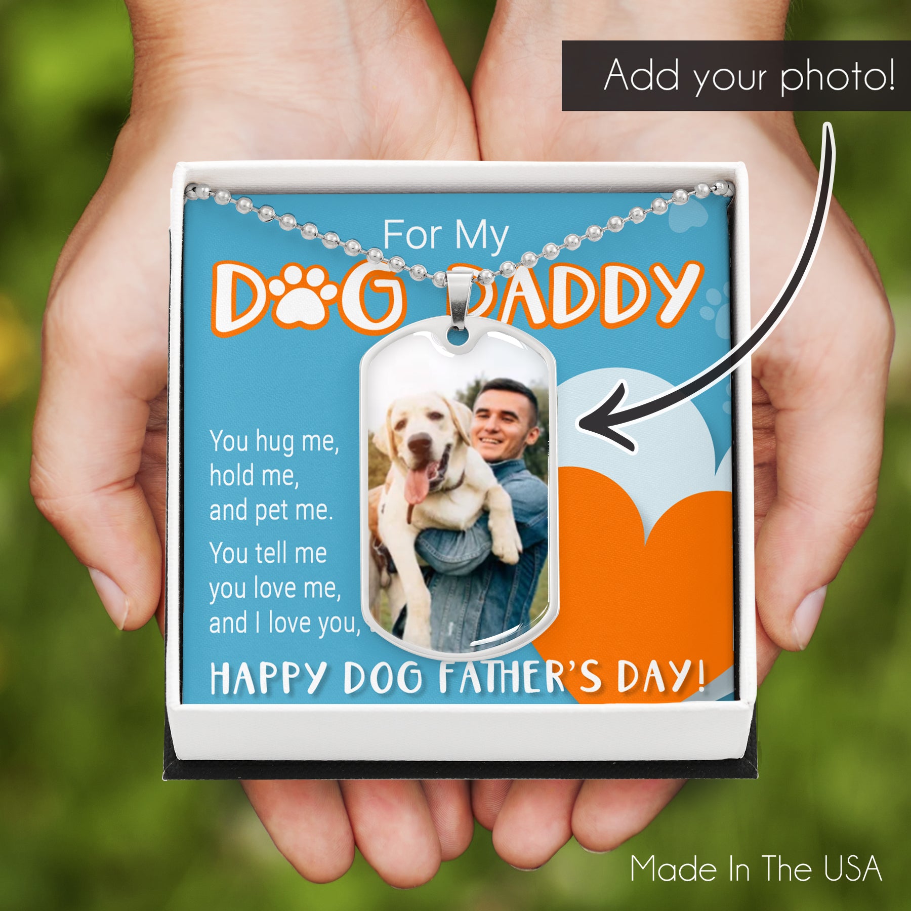 Customized Photo Dog Tag Necklace For My Dog Daddy. Perfect gift for a Dog Dad!