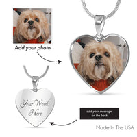 Custom Glass Coated Heart NecklacePersonalized message | Silver | Gold | Engraving | Remembrance Dog Gift