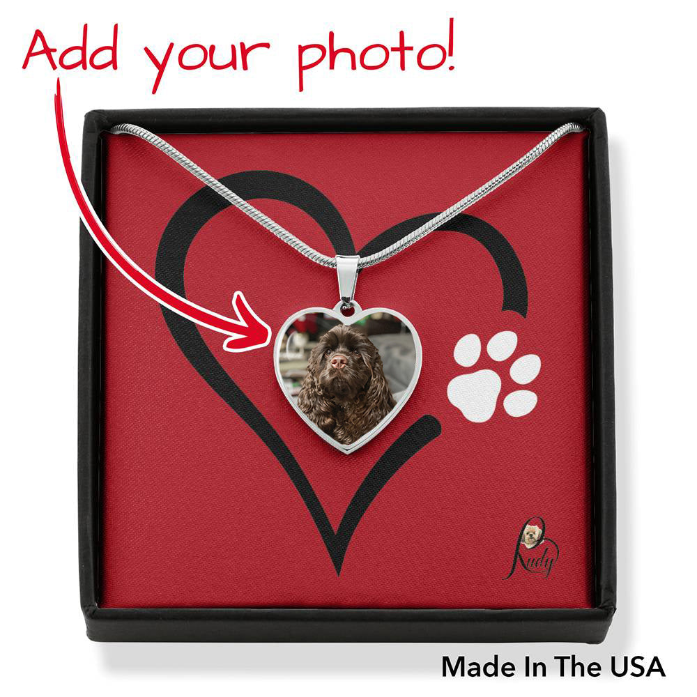 Silver_Heart & Paw Customized Photo Heart Necklace. Perfect gift for  dog lovers!