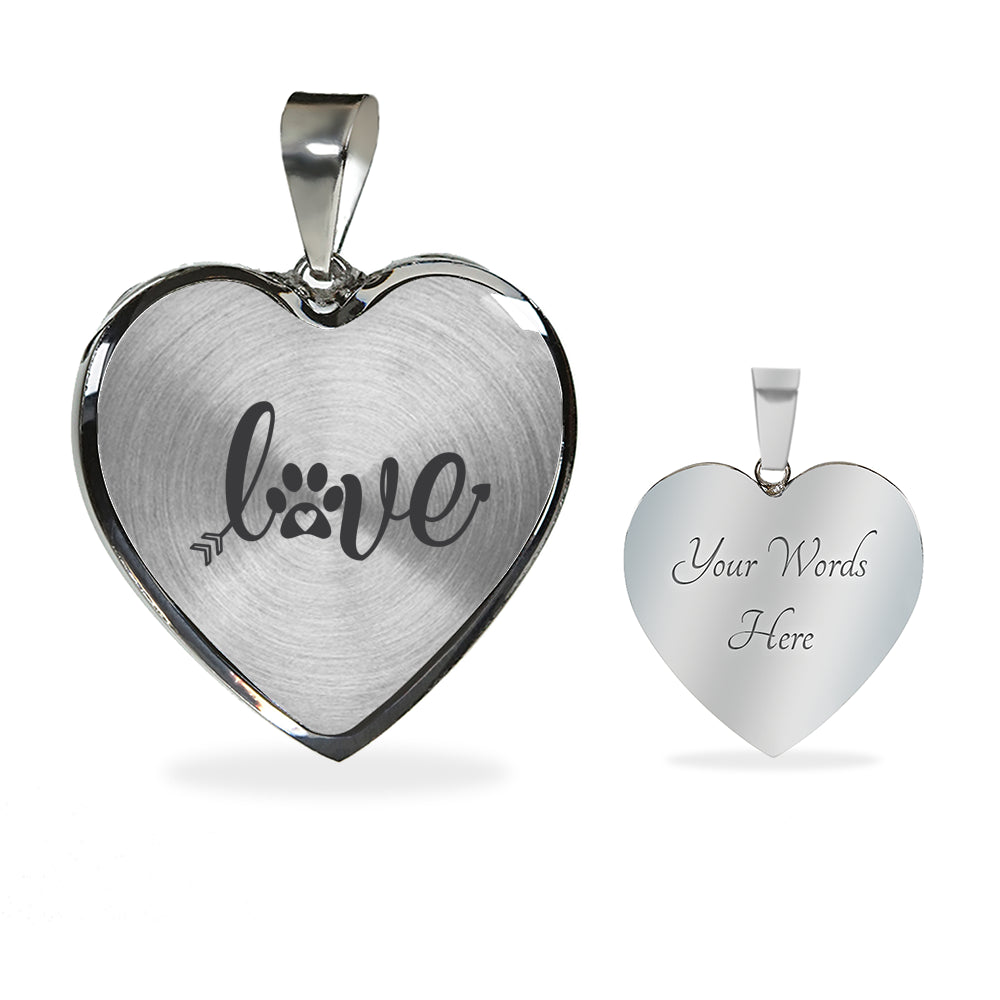 "Love" Heart Pendant Necklace with personalized message
