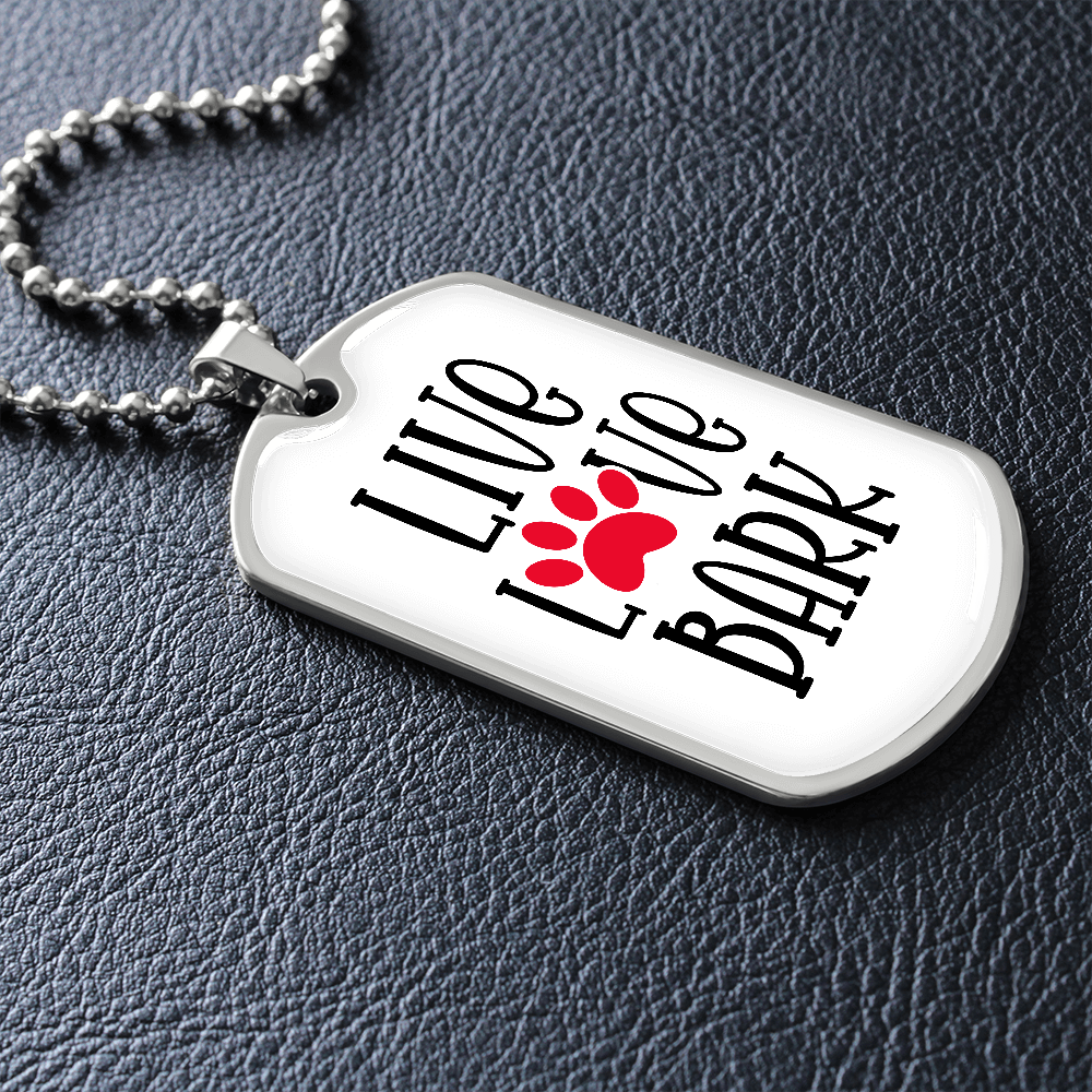 Live Love Bark Dog Tag Necklace-White