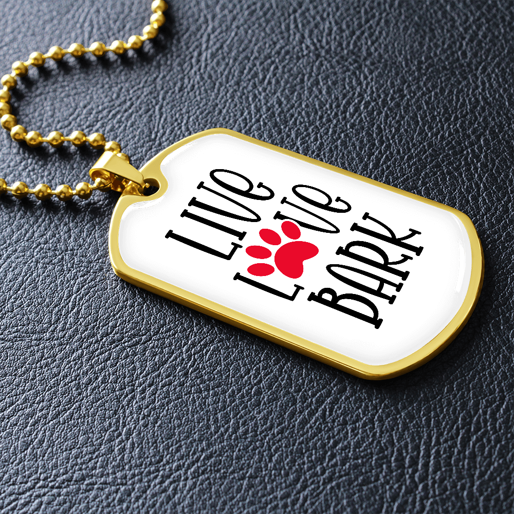 Live Love Bark Dog Tag Necklace-White