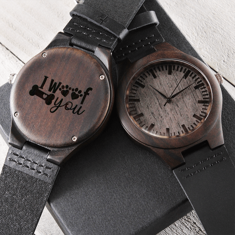 I Woof You Engraved Wooden Watch