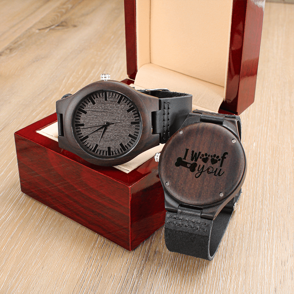 I Woof You Engraved Wooden Watch