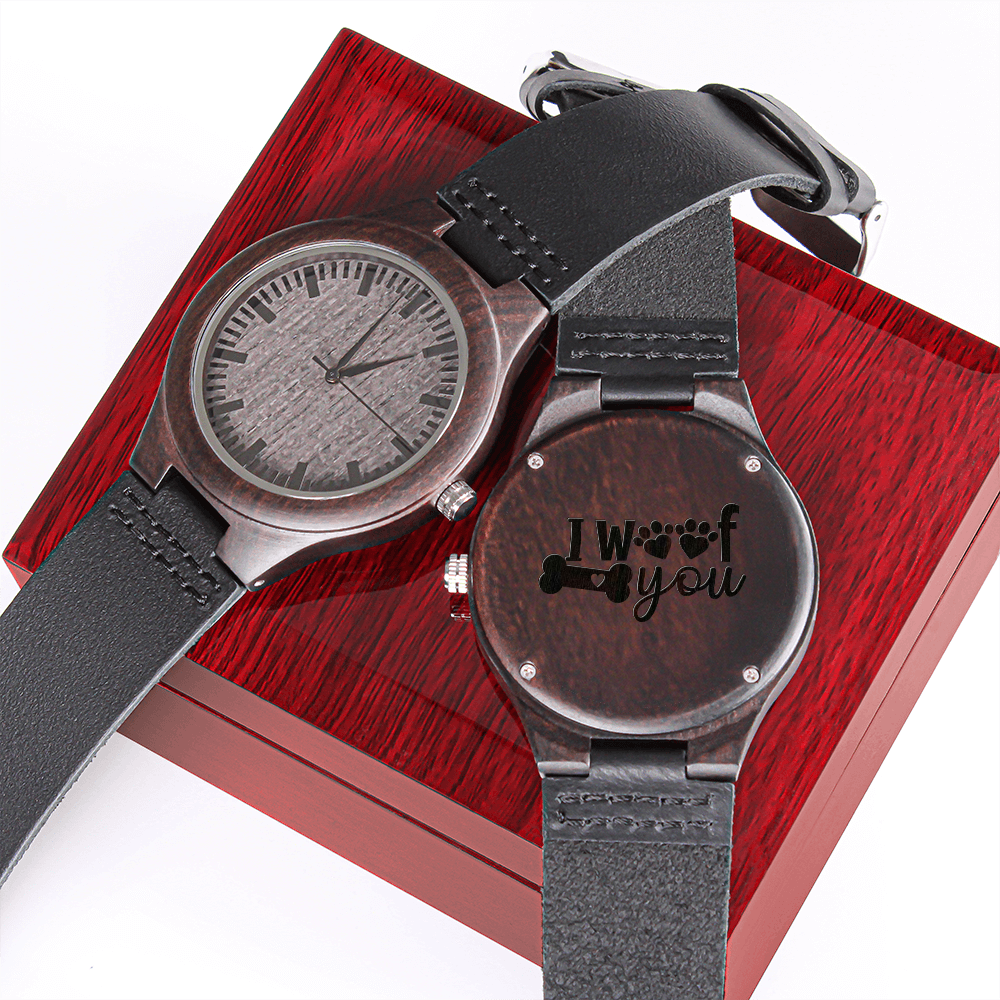 I Woof You Engraved Wooden Watch