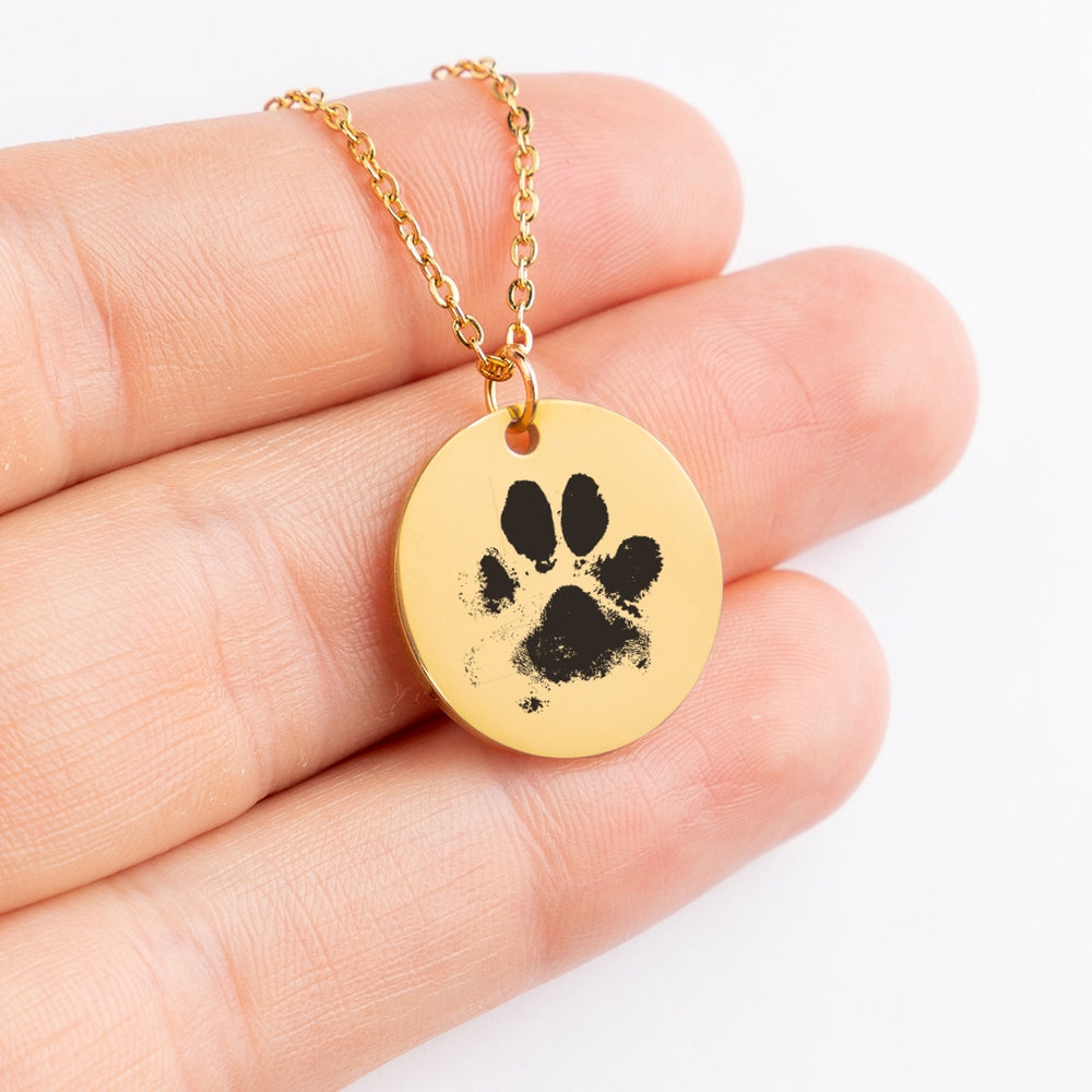 Custom Engraved Paw Print Necklace