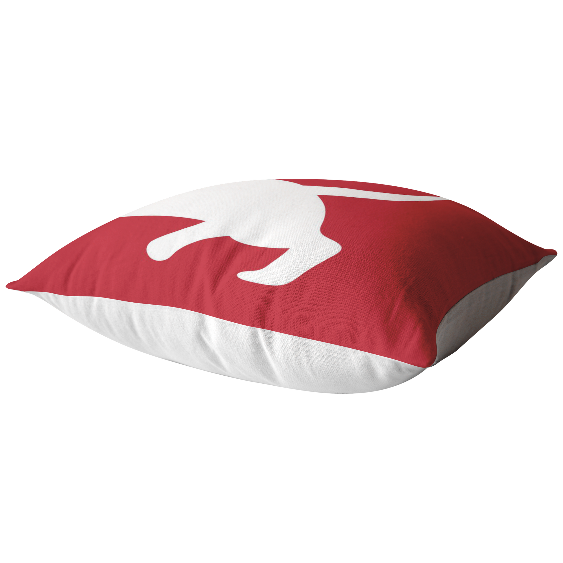 Red pillow with Dachshund silhouette in white
