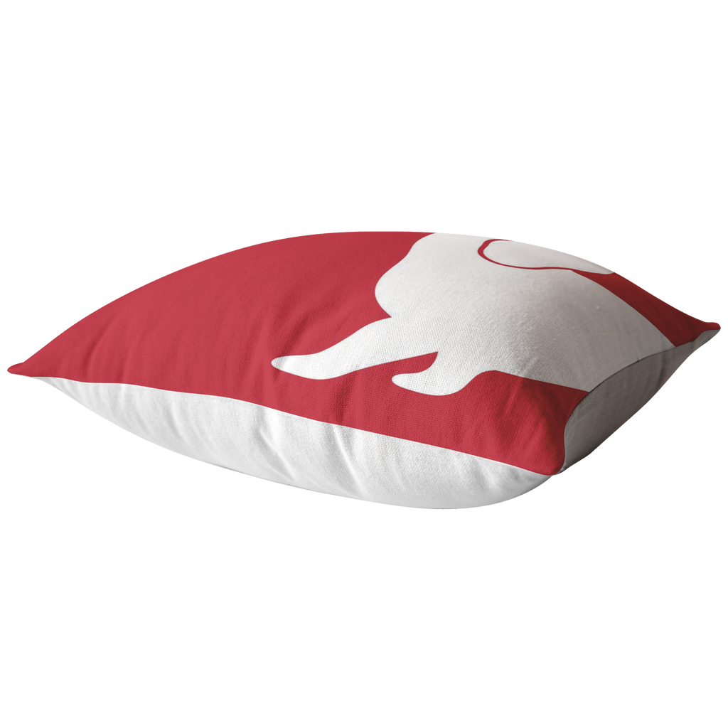 Red with a white Dachshund Head Pillow