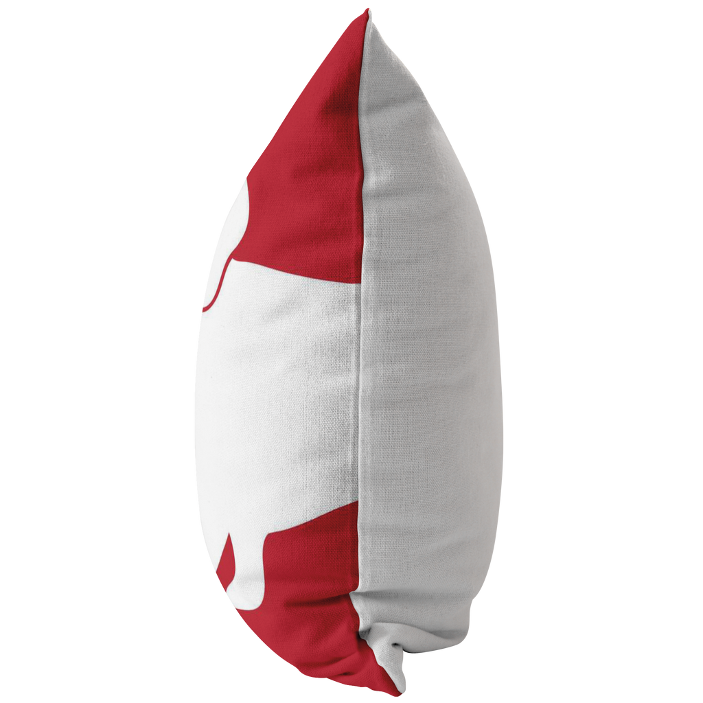 Red with a white Dachshund Head Pillow